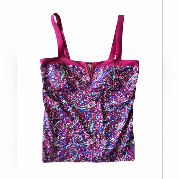 New Nanette Lepore Tankini Top Womens Size 14 Purple Paisley‎ - Picture 1 of 6